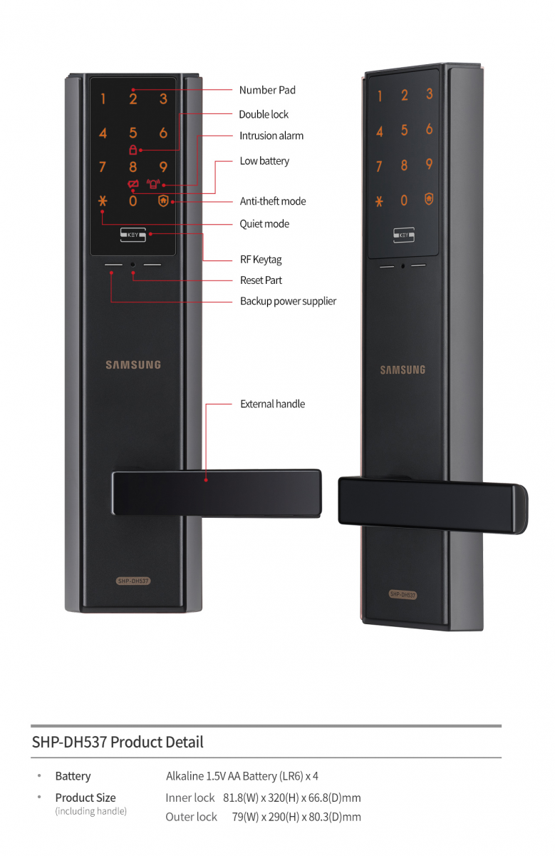 Khóa điện tử Samsung SHP-DH537 MC/EN màu đồng đỏ sang trọng