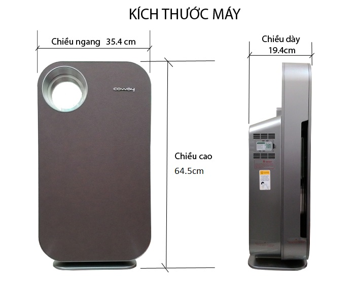 Kích thước siêu mỏng của máy lọc không khí Coway COWBOY AP-1008DH