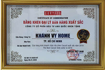 Khánh Vy Home nhận bằng khen đại lý bán hàng xuất sắc sản phẩm Carysil
