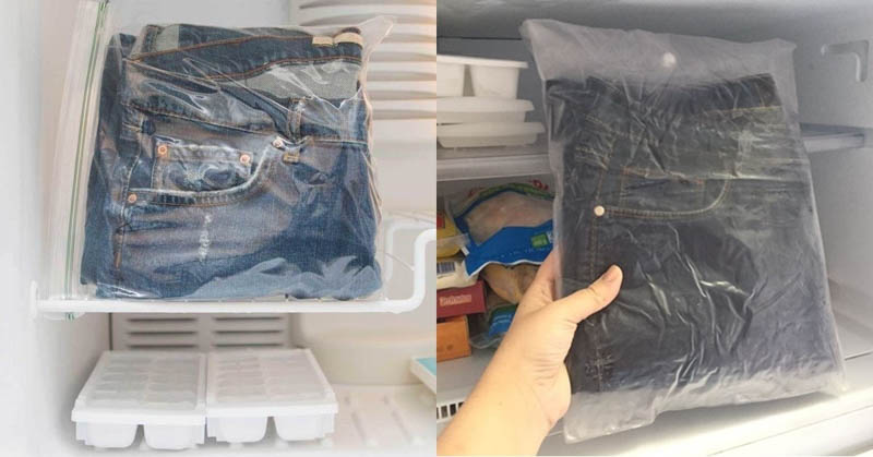Bỏ quần jean vào ngăn đá tủ lạnh giúp giữ màu hiệu quả