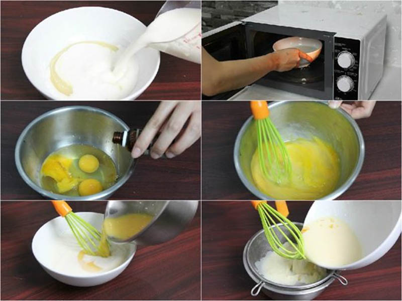 Sử dụng một bát tô lớn, trộn sữa tươi không đường và sữa đặc, khuấy đều để hỗn hợp hòa vào nhau