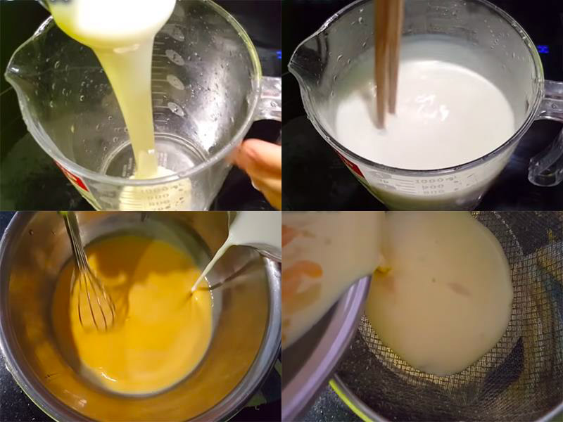 Trộn hỗn hợp sữa và trứng