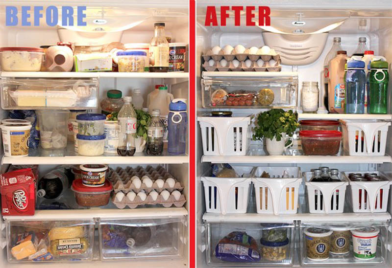 Sử dụng các khay chứa đồ để tủ lạnh gọn gàng hơn