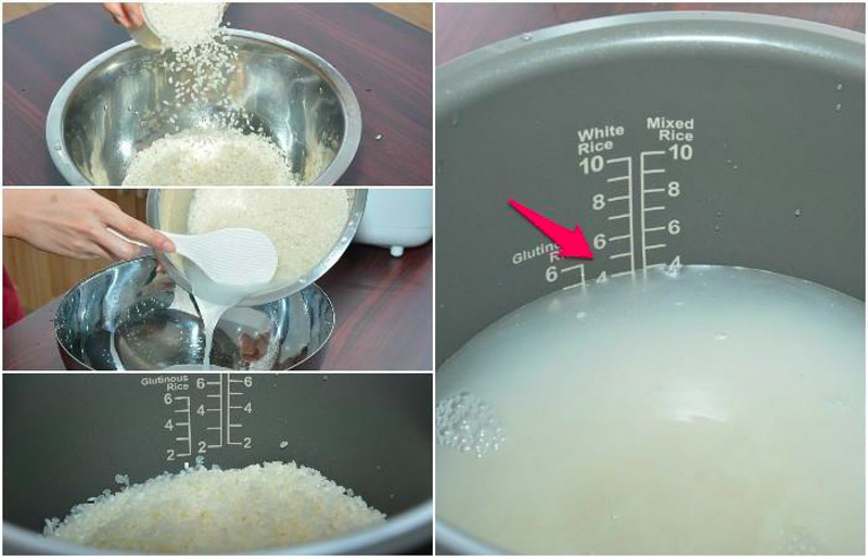 Vo gạo và đong nước theo mực nước tiêu chuẩn