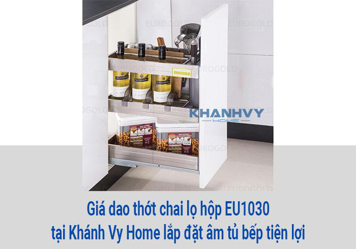 Giá dao thớt chai lọ hộp EU1030 tại Khánh Vy Home lắp đặt âm tủ bếp tiện lợi