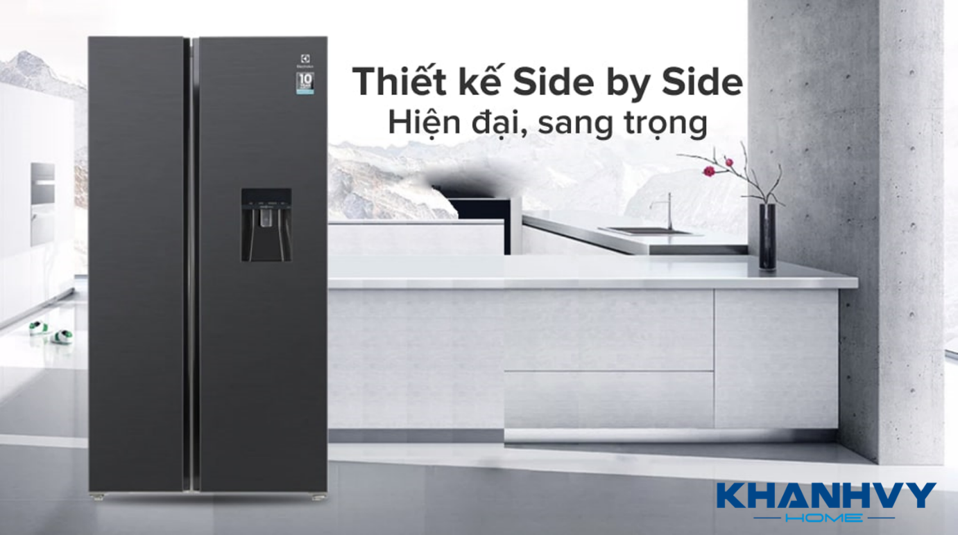Tủ lạnh Electrolux 571L ESE6141A-BVN sở hữu thiết kế Side by Side vô cùng sang trọng và hiện đại