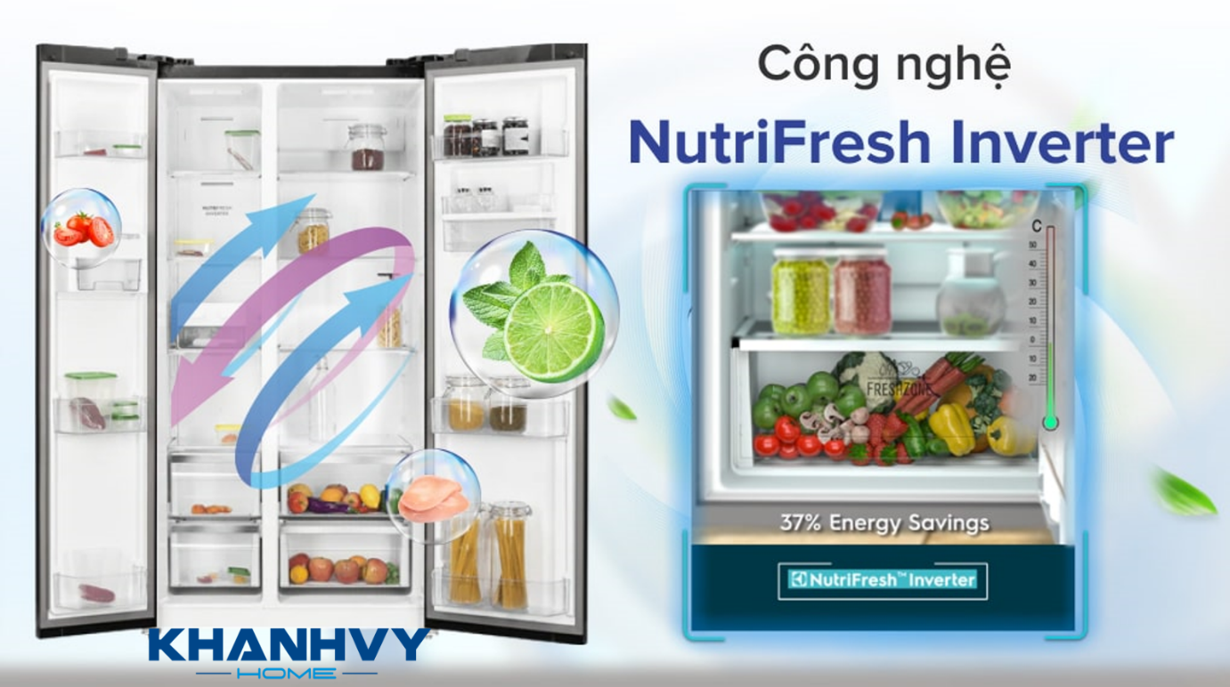 Công nghệ NutriFresh Inverter giúp tủ lạnh vận hành êm ái và tiết kiệm điện