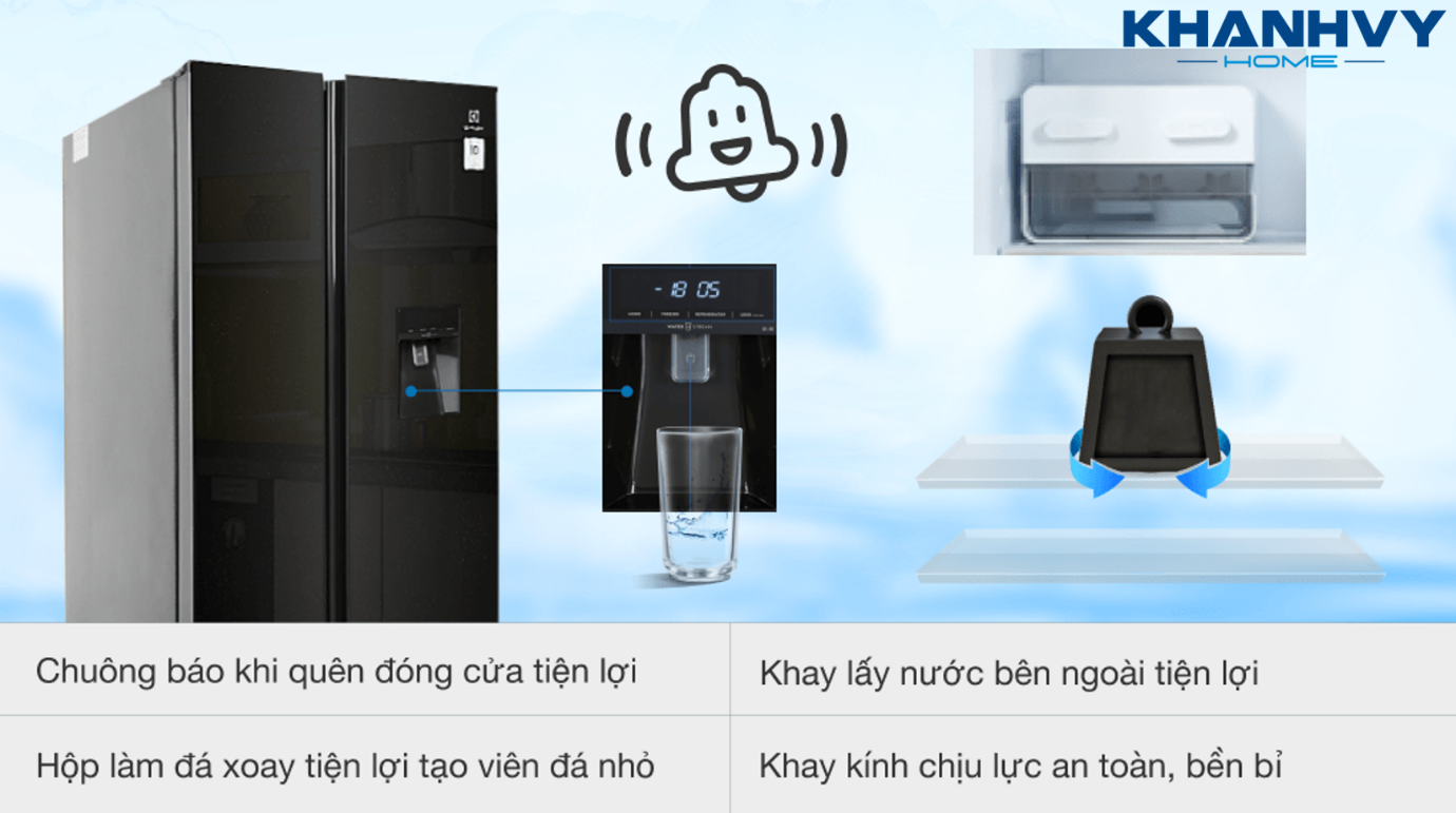 Tủ lạnh Electrolux 619L ESE6645A-BVN sở hữu nhiều tính năng vô cùng tiện lợi