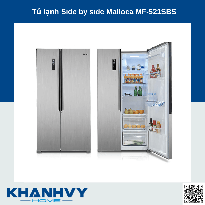 Sản phẩm tủ lạnh Side by side Malloca MF-521 SBS
