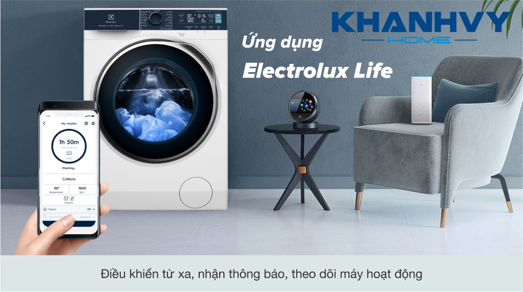 Có thể dùng ứng dụng Electrolux Life để nhận thông báo, theo dõi, điều khiển máy giặt bằng điện thoại
