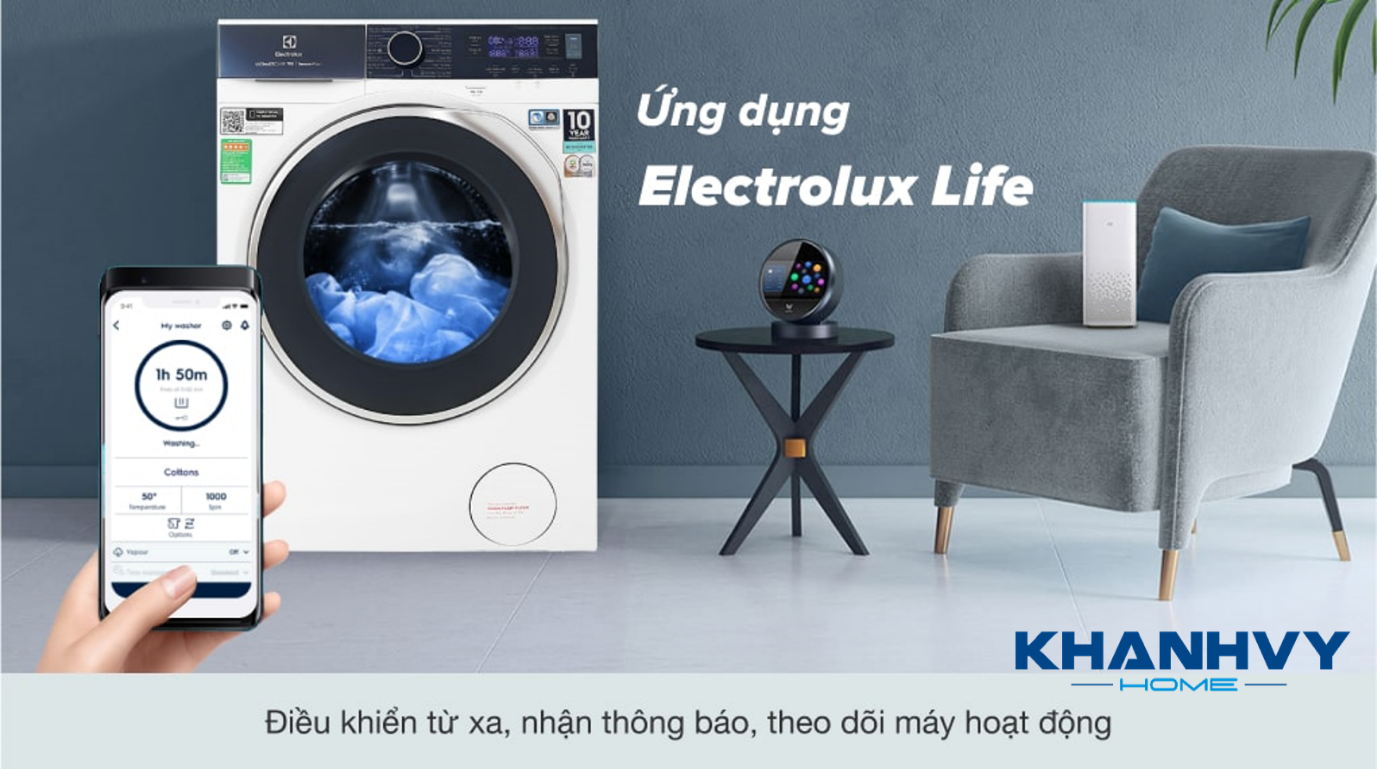 Máy giặt tích hợp ứng dụng Electrolux Life cho phép điều khiển từ xa