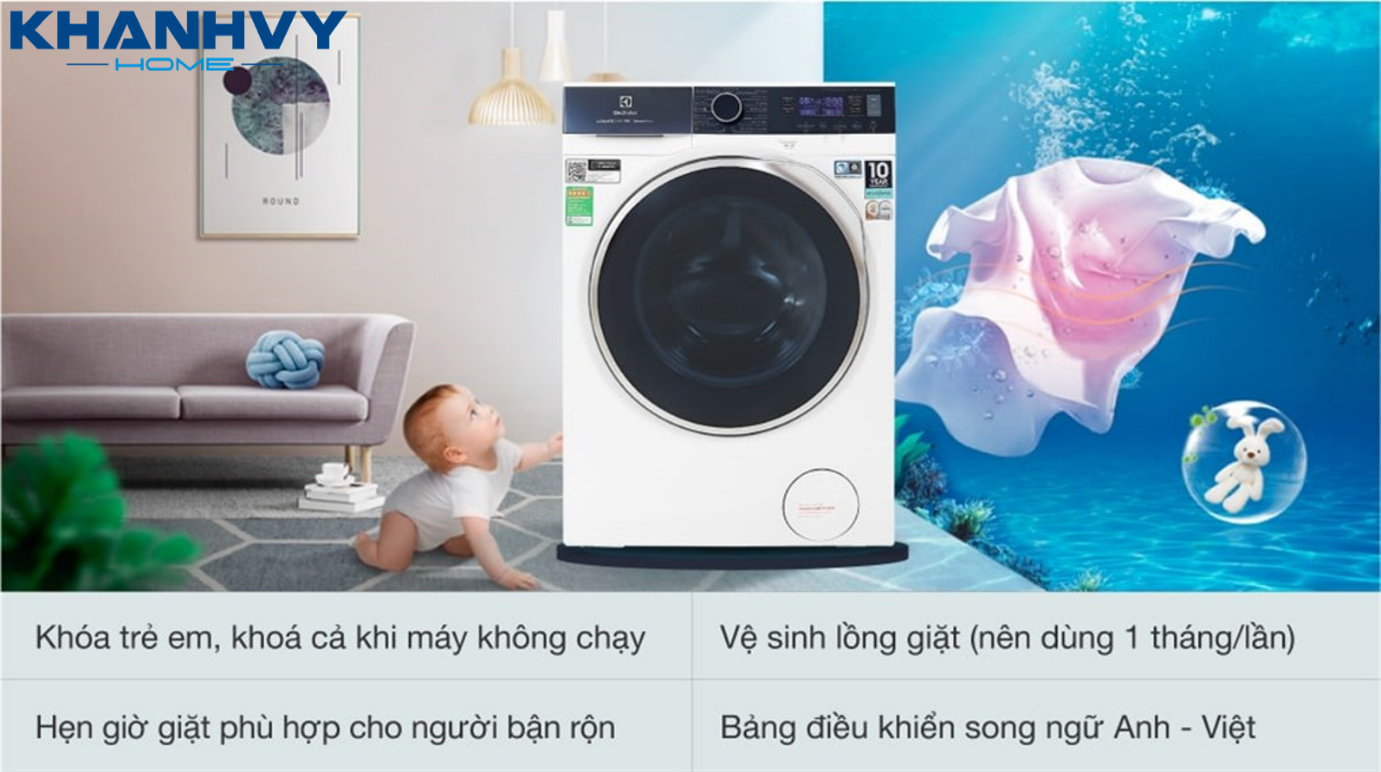 Máy giặt tích hợp nhiều tiện ích cho người dùng