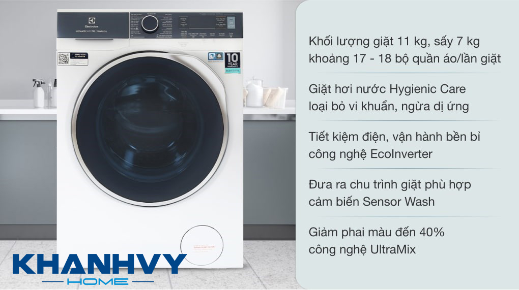 Thông tin cơ bản về máy giặt sấy 11/7kg Electrolux EWW1142Q7WB|B