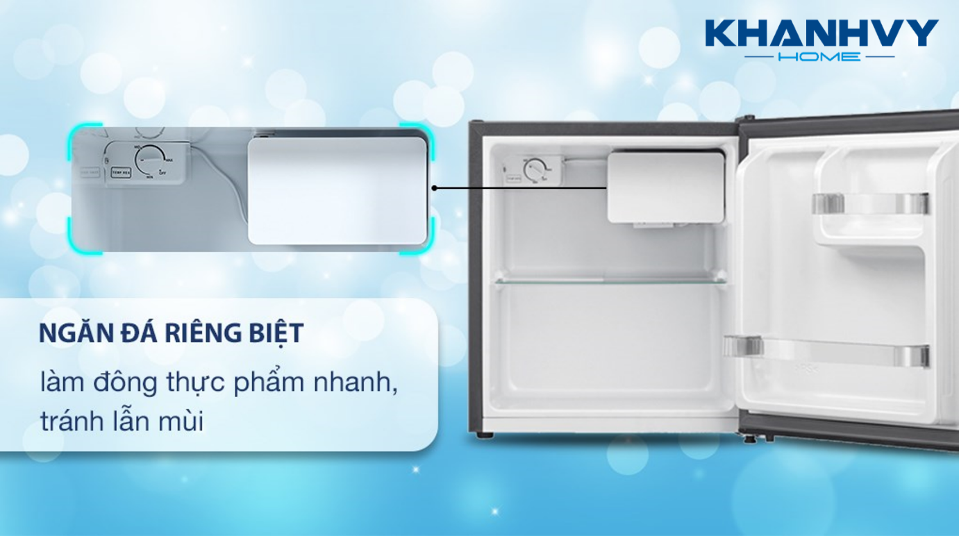 Tủ lạnh có ngăn đá có nắp riêng biệt, giúp làm đông thực phẩm nhanh chóng và tránh lẫn mùi với các thực phẩm khác