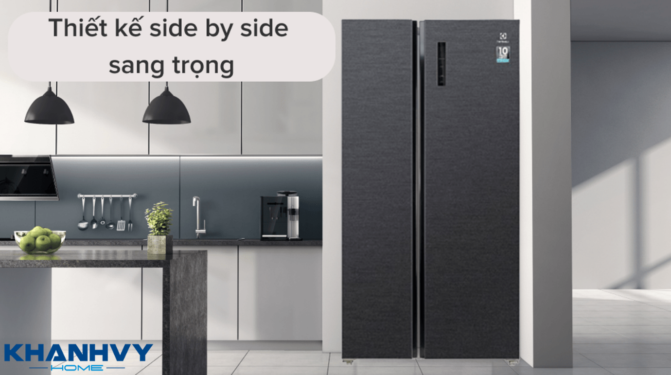 Tủ lạnh Electrolux ESE5401A-BVN sở hữu thiết kế Side by Side vô cùng sang trọng và hiện đại