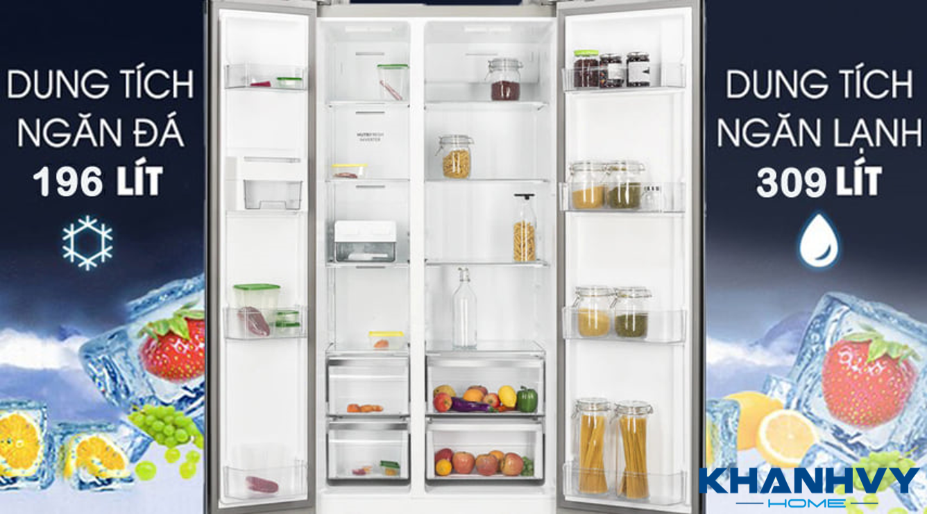 Dung tích của tủ lạnh đủ lớn để đáp ứng tốt nhu cầu sử dụng của gia đình từ 4 – 5 thành viên