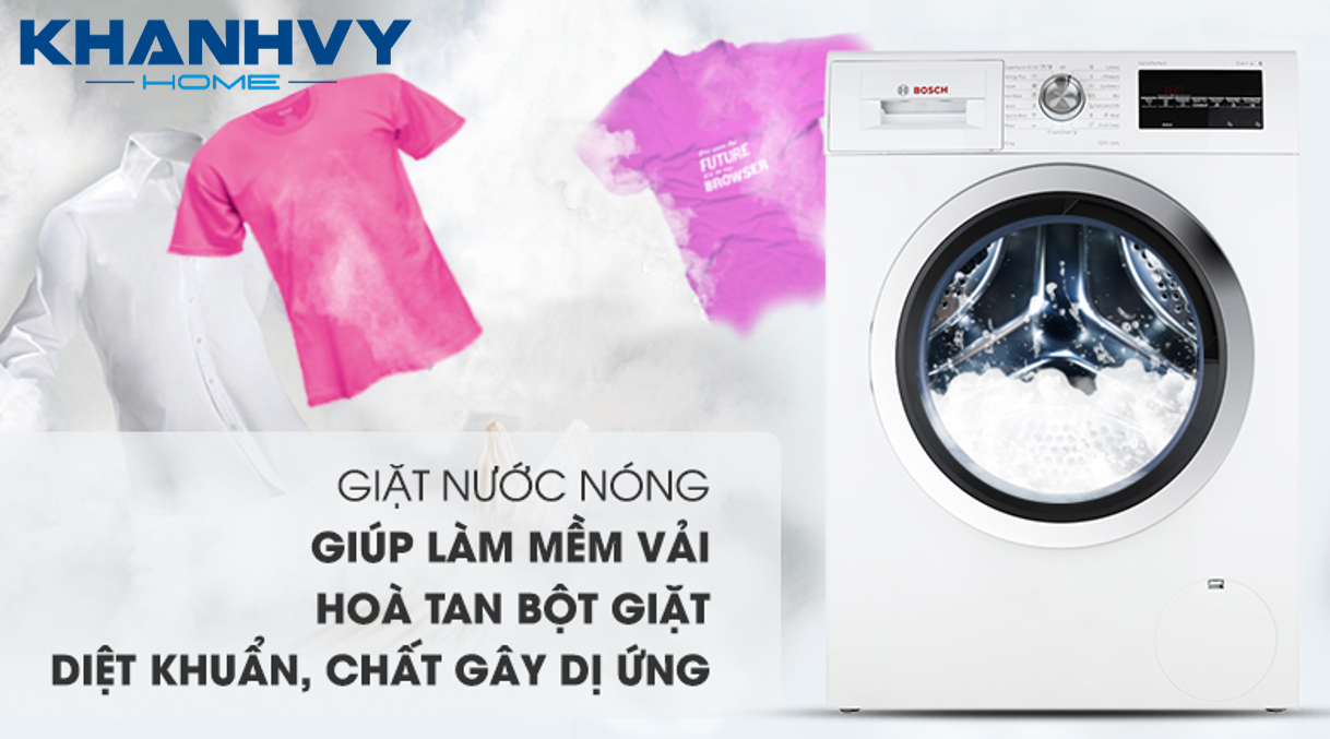  Công nghệ giặt nước nóng, đảm bảo giặt quần áo sạch khuẩn và giúp quần áo mềm mịn hơn