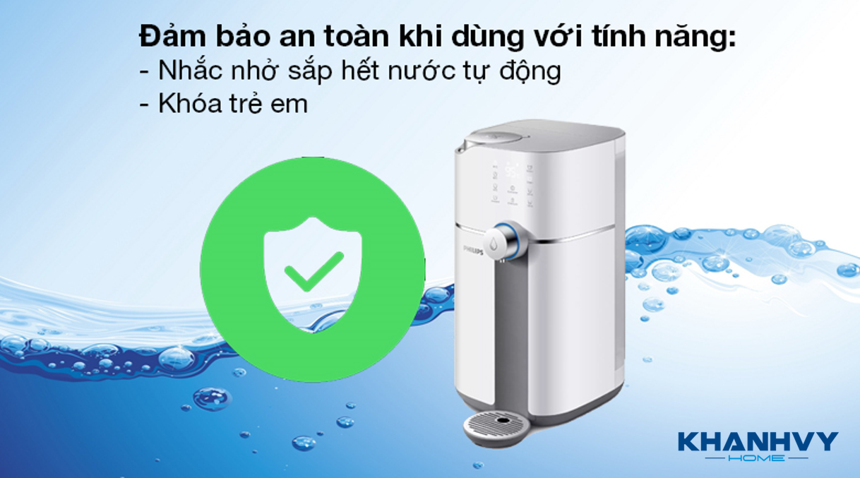 Máy lọc nước Philips RO Để Bàn Thế Hệ Mới ADD6910 còn sở hữu nhiều tiện ích và an toàn cho người dùng