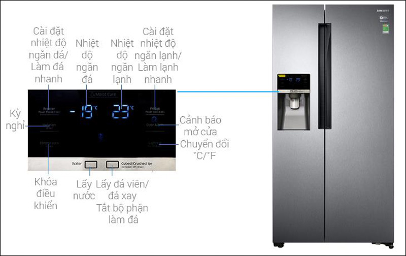 Bảng điều chỉnh nhiệt độ của tủ lạnh Samsung 