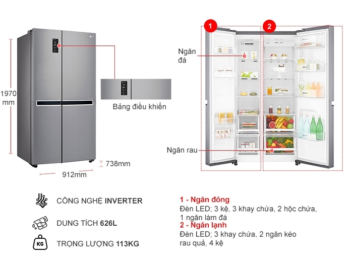 Kích thước tủ lạnh Samsung màu đen 2 cánh