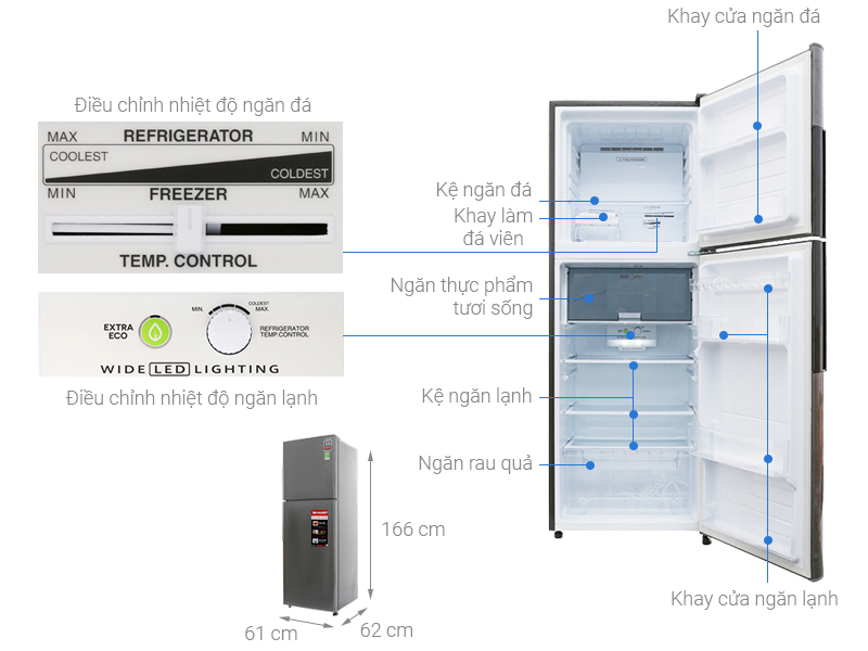 Kích thước tủ lạnh Sharp SJ-X316E-DS