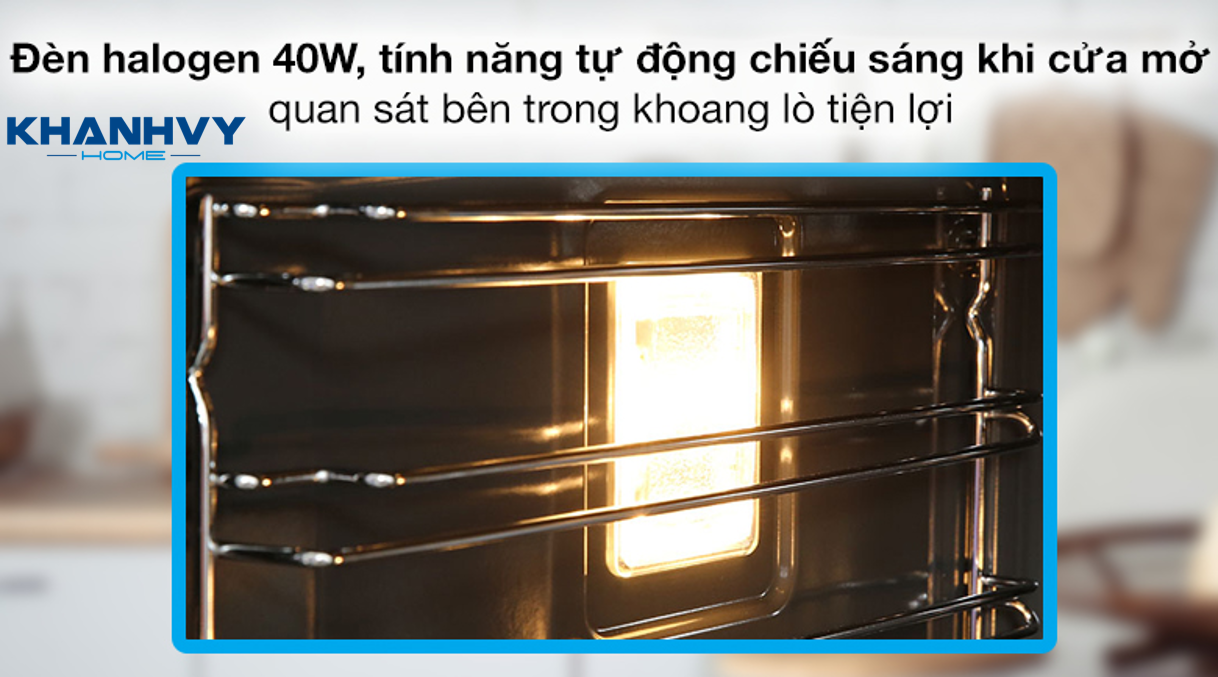 Đèn trong khoang lò giúp dễ dàng quan sát thực phẩm bên trong