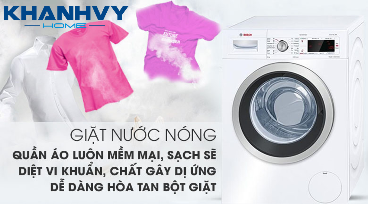 Công nghệ giặt nước nóng đảm bảo giặt sạch quần áo và diệt khuẩn hiệu quả