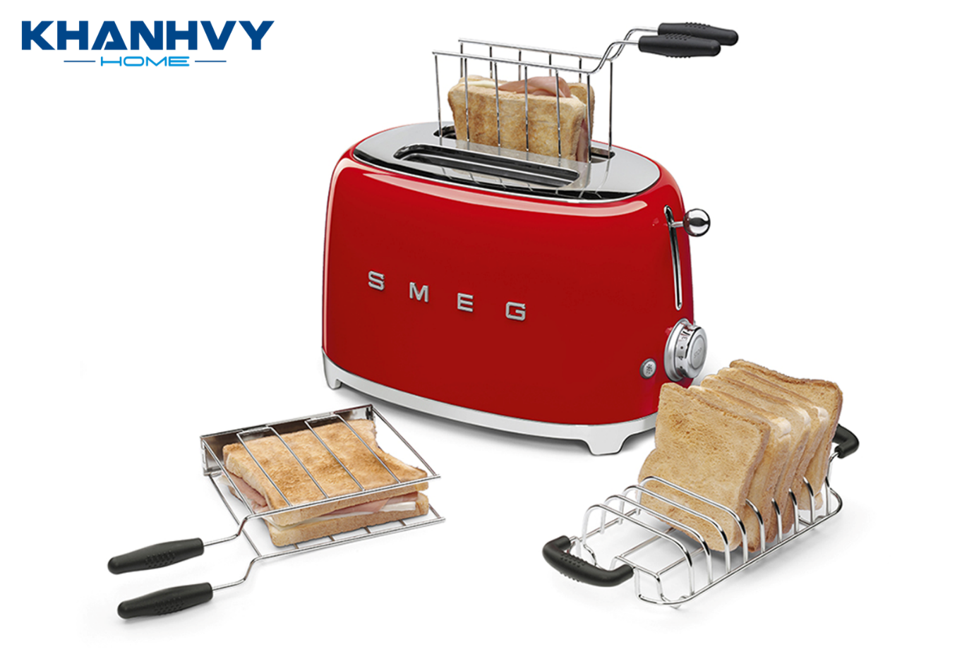 Máy nướng bánh mì SMEG TSF01RDEU 535.43.669 là sản phẩm đa chức năng của thương hiệu Smeg – Ý, sở hữu thiết kế sang trọng và lịch lãm