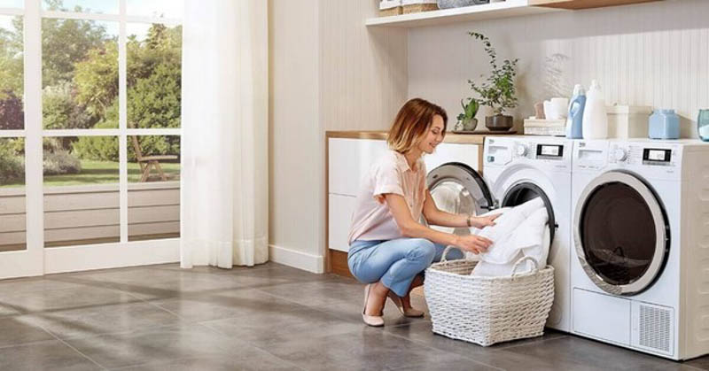 Máy sấy ngưng tụ nhỏ gọn, đặt cạnh máy giặt là hợp lý nhất