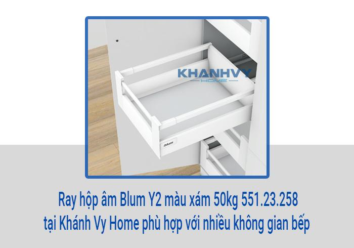  Ray hộp âm Blum Y2 màu xám 50kg 551.23.258 tại Khánh Vy Home phù hợp với nhiều không gian bếp