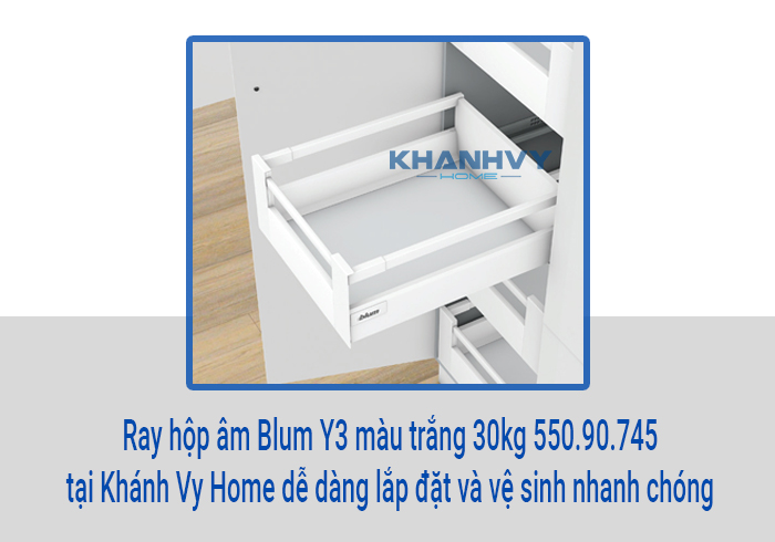  Ray hộp âm Blum Y3 màu trắng 30kg 550.90.745 tại Khánh Vy Home dễ dàng lắp đặt và vệ sinh nhanh chóng