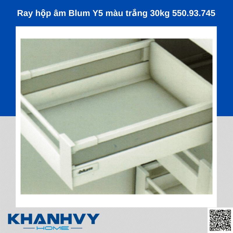 Ray hộp âm Blum Y5 màu trắng 30kg 550.93.745 chính hãng tại Khánh Vy Home