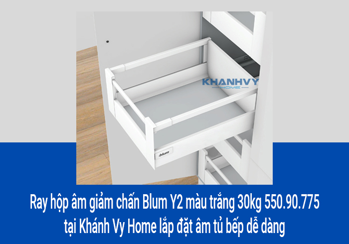  Ray hộp âm giảm chấn Blum Y2 màu trắng 30kg 550.90.775 tại Khánh Vy Home lắp đặt âm tủ bếp dễ dàng