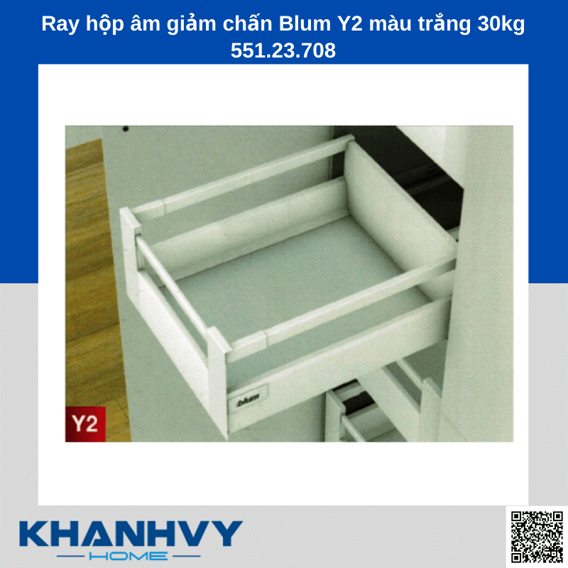 Ray hộp âm giảm chấn Blum Y2 màu trắng 30kg 551.23.708 chính hãng tại Khánh Vy Home