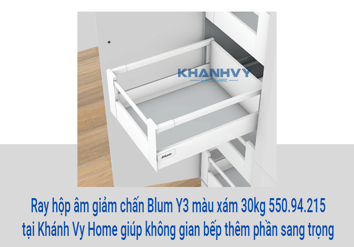  Ray hộp âm giảm chấn Blum Y3 màu xám 30kg 550.94.215 tại Khánh Vy Home giúp không gian bếp thêm phần sang trọng