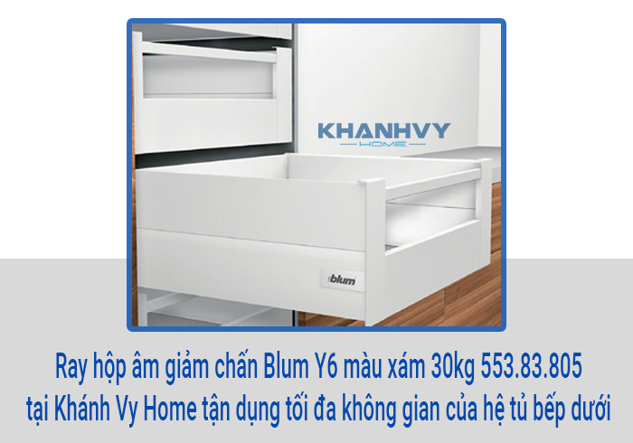  Ray hộp âm giảm chấn Blum Y6 màu xám 30kg 553.83.805 tại Khánh Vy Home tận dụng tối đa không gian của hệ tủ bếp dưới