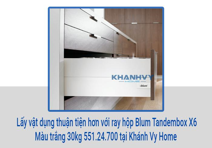  Lấy vật dụng thuận tiện hơn với ray hộp Blum Tandembox X6 Màu trắng 30kg 551.24.700 tại Khánh Vy Home