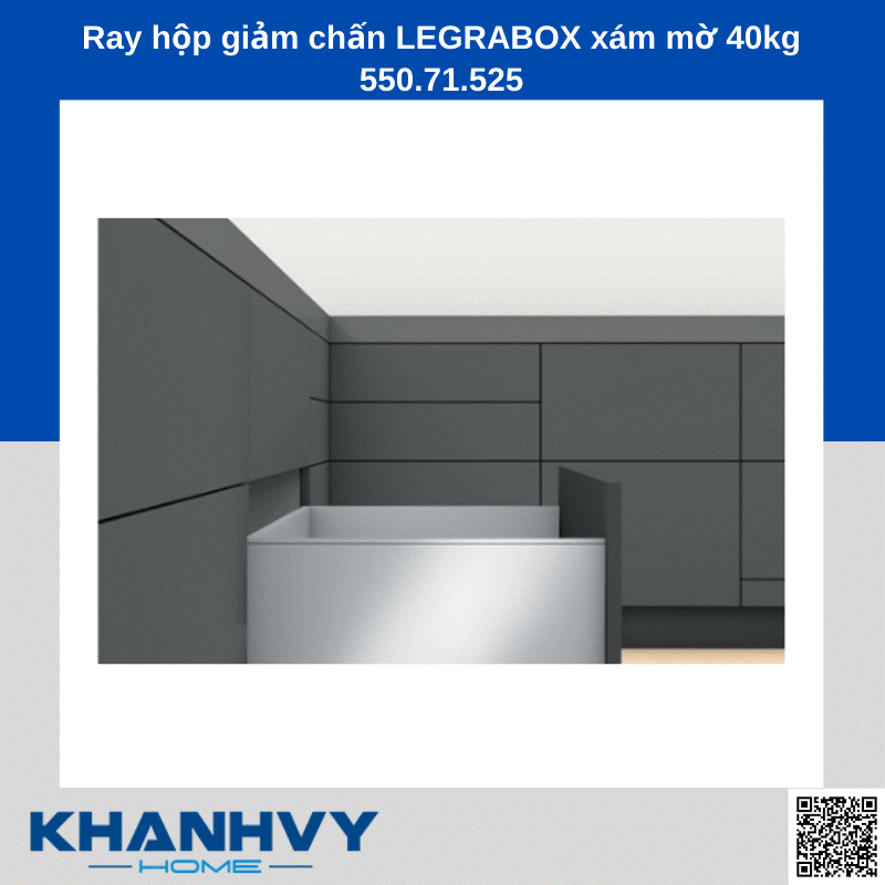 Ray hộp giảm chấn LEGRABOX xám mờ 40kg 550.71.525 chính hãng tại Khánh Vy Home