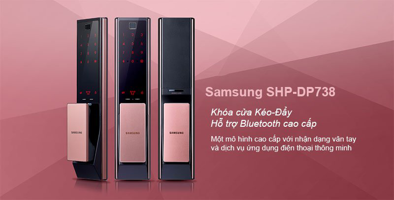 Khóa điện tử Samsung SHP-DP738 MC/EN màu đồng đỏ sang trọng