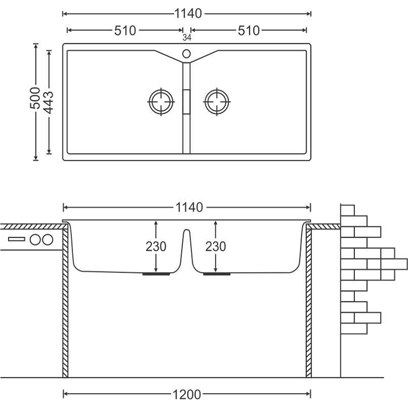 Chậu rửa chén LAC1 Nera (03) sơ đồ