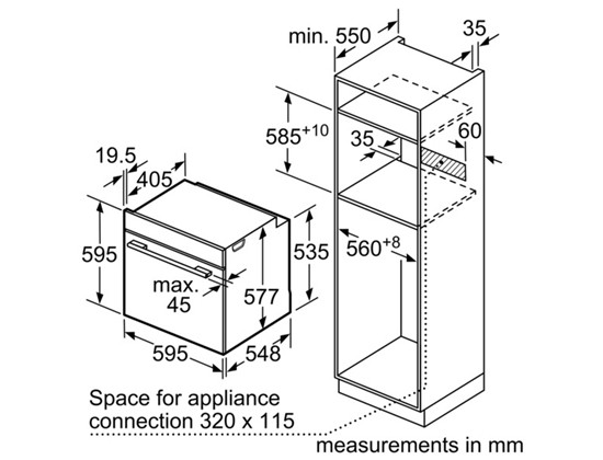 Hình ảnh thông số kỹ thuật của Lò nướng Bosch HBG634BW1