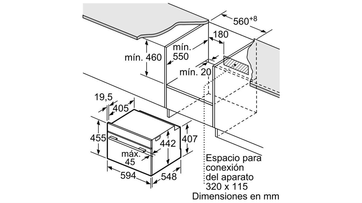 Hình ảnh thông số kỹ thuật của Lò nướng kết hợp vi sóng Bosch CMG633BB1
