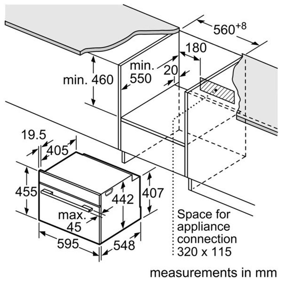 Hình ảnh thông số kỹ thuật của Lò nướng kết hợp vi sóng Bosch CMG656BS6B