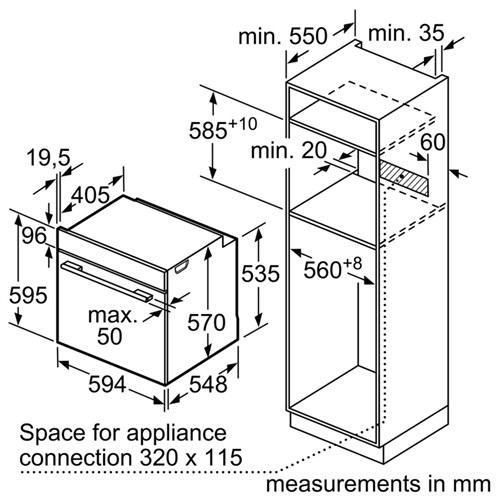 Hình ảnh thông số kỹ thuật của Lò nướng Bosch HBA5570S0B