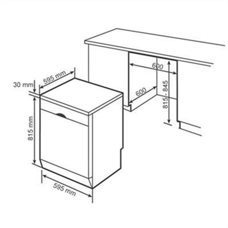 Bản vẽ kỹ thuật của máy rửa chén độc lập Bosch SMS46MI01G HMH Serie 4