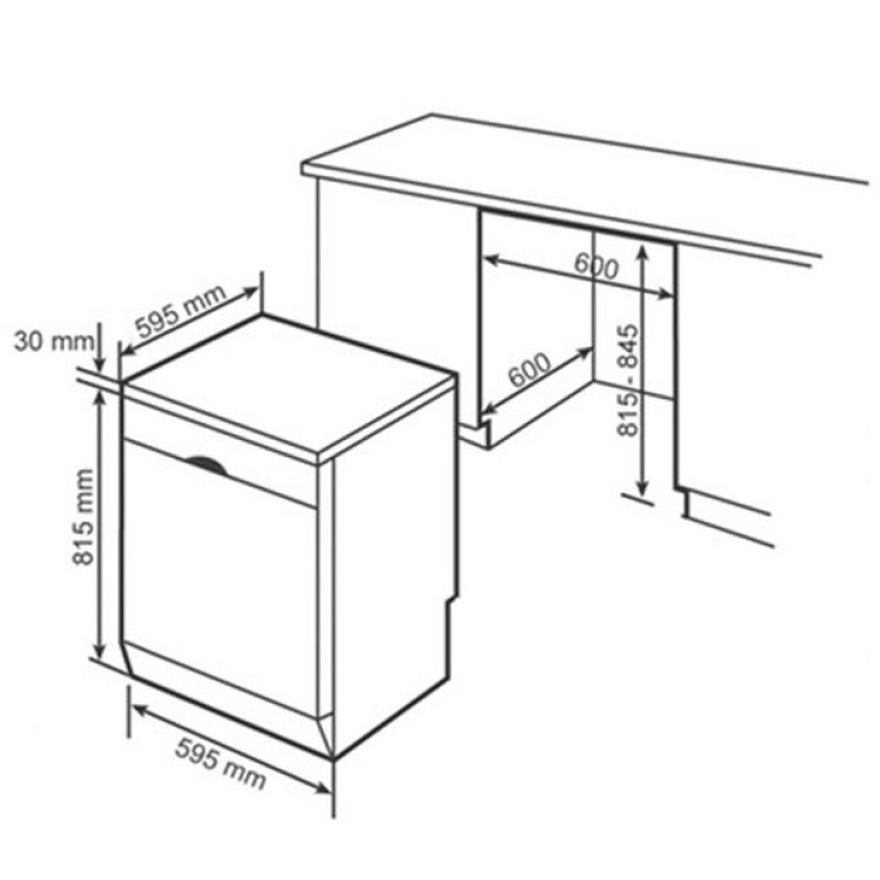 Bản vẽ kỹ thuật của máy rửa chén độc lập Bosch SMS88TI36E
