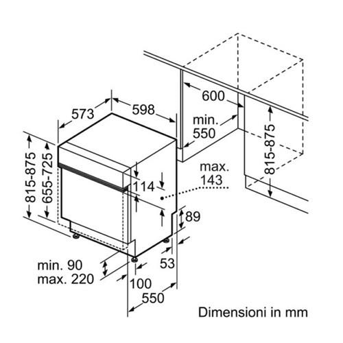 Bản vẽ kỹ thuật của máy rửa chén âm tủ Bosch SMV88TX36E