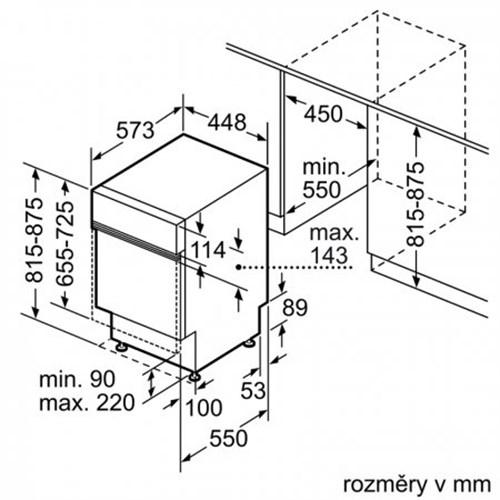 Bản vẽ kỹ thuật của máy rửa chén âm tủ Bosch SPI66TS01E