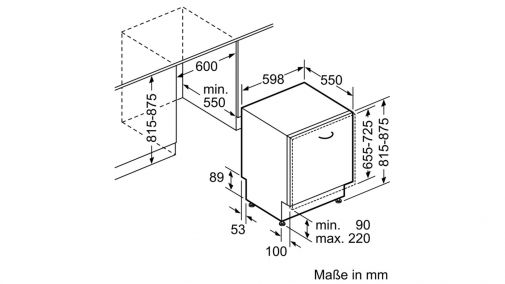 Bản vẽ kỹ thuật của máy rửa chén âm tủ Bosch SMV46MX03E HMH