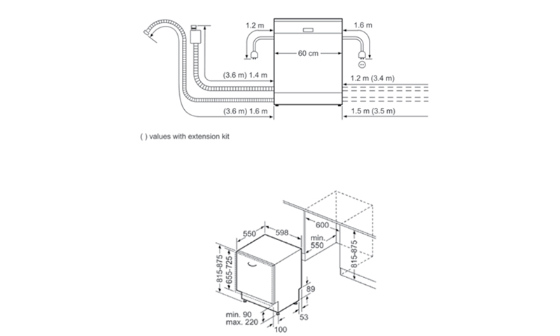Bản vẽ kỹ thuật của máy rửa chén độc lập Bosch SMV68TX06E HMH